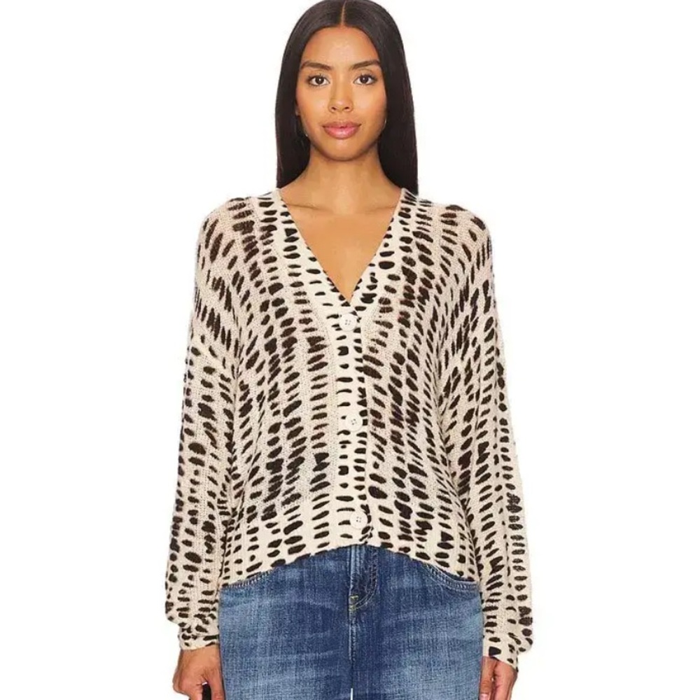 LNA Zuri Cheetah Cardigan Lightweight Knit Size M